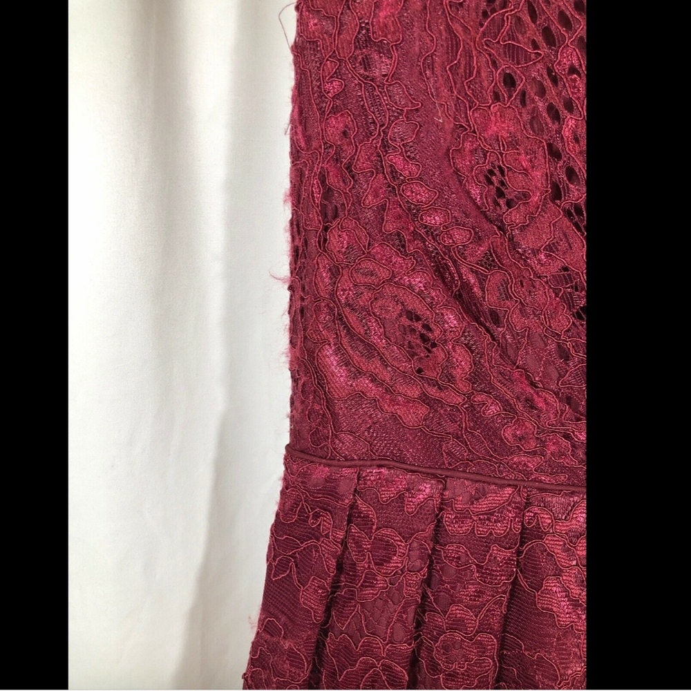 Euc Js Collections Embroidered Lace Ballgown Wine - image 4